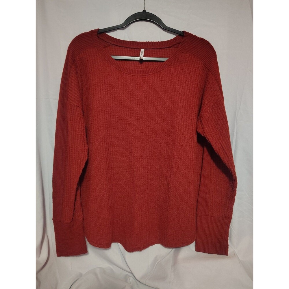 Mudd Waffle Knit Long Sleeve Super Soft Sweater Sz L Cottagecore Grunge Rust